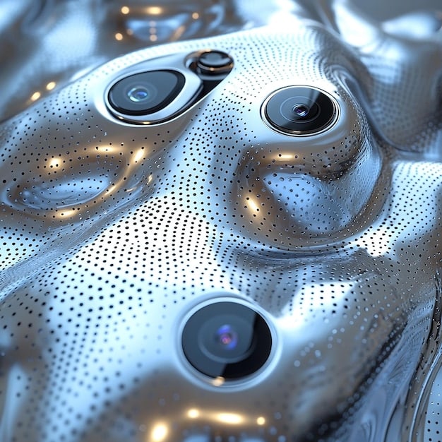 A close-up shot of a hybrid engine in a 2025 SUV, showcasing the intricate design and highlighting the electric components and fuel injection system, with labels indicating key technological features.