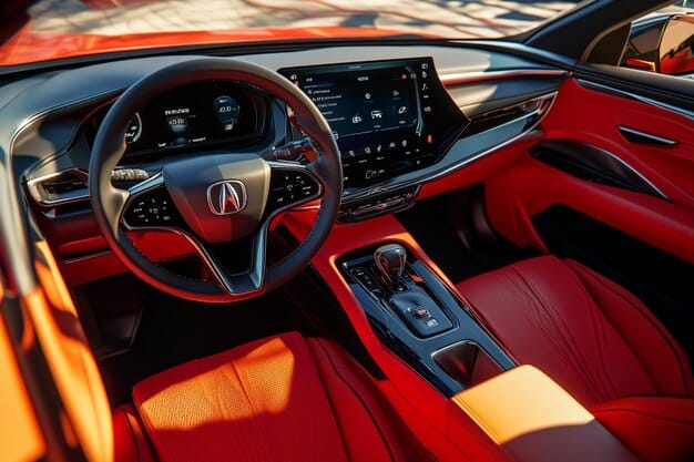 An interior shot of a 2025 Honda CR-V Hybrid, showcasing the spacious cabin, modern dashboard design, infotainment system, and comfortable seating, emphasizing the blend of technology and comfort.