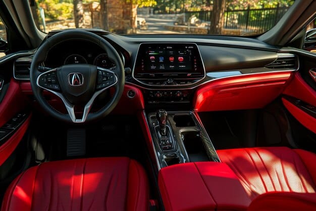 An interior shot of the 2025 Honda Accord, highlighting its spacious cabin, leather seats, and the modern dashboard with an integrated touchscreen display showing the navigation system.