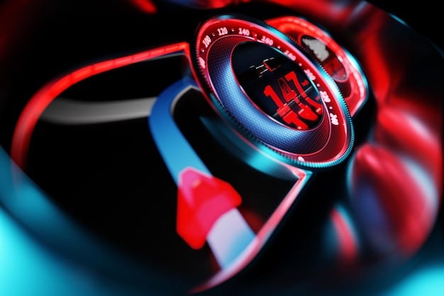 Close-up of the 2025 Volkswagen Golf GTI's dashboard, highlighting its digital cockpit, infotainment screen, and sporty interior accents such as red stitching.