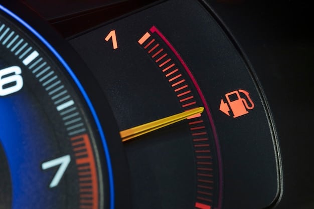 A close-up of the 2025 Hyundai Sonata Hybrid's dashboard, highlighting the fuel efficiency gauge and the car's real-time MPG display while driving on a highway.