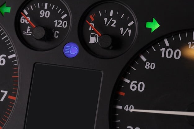 A car's dashboard with the temperature gauge highlighted, showing a normal operating temperature. The focus is on the gauge, with a blurred background of the steering wheel and dashboard, emphasizing the importance of monitoring the car's temperature.