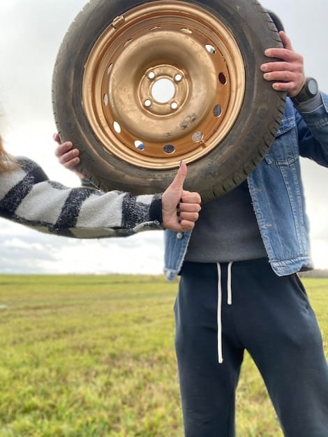 A visual comparison of a properly inflated tire versus an underinflated tire. The properly inflated tire shows even contact with the road, while the underinflated tire shows wear on the edges.