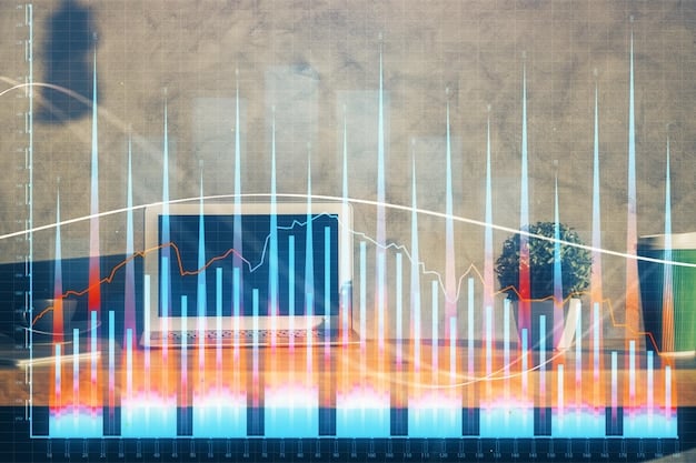 A digital visualization showing a bar graph comparing the percentage of electric vehicle sales versus gasoline vehicle sales in the US from 2020 to projected 2025. The EV sales percentage is steadily increasing year over year.