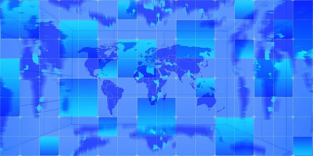 A world map highlighting different regions in varying shades of blue, representing the diversification of a hypothetical auto manufacturer's supply chain. Each region is labeled with the type of component sourced (e.g., semiconductors in Taiwan, steel in Brazil, batteries in the US).