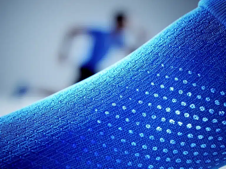 Advanced athletic fabric with micro-perforations, showcasing innovation in performance apparel for 2026.