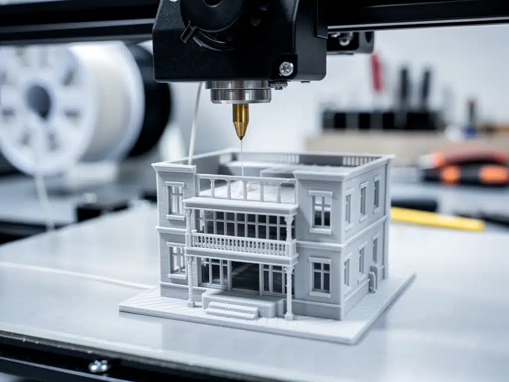 3D printer creating intricate scale model parts