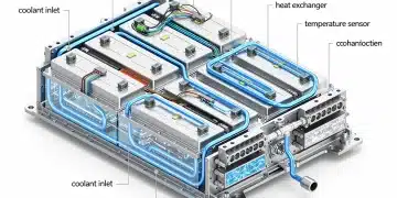Advanced EV battery thermal management system illustration