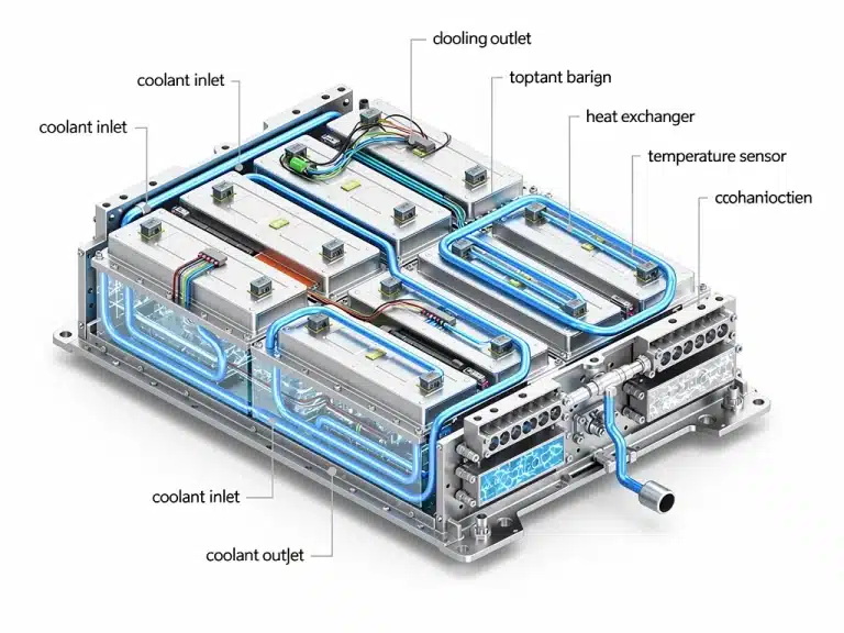 Advanced EV battery thermal management system illustration