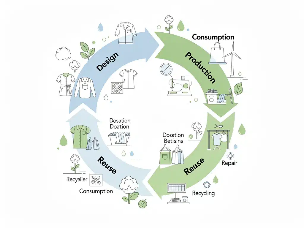 Circular economy illustration for sustainable apparel industry