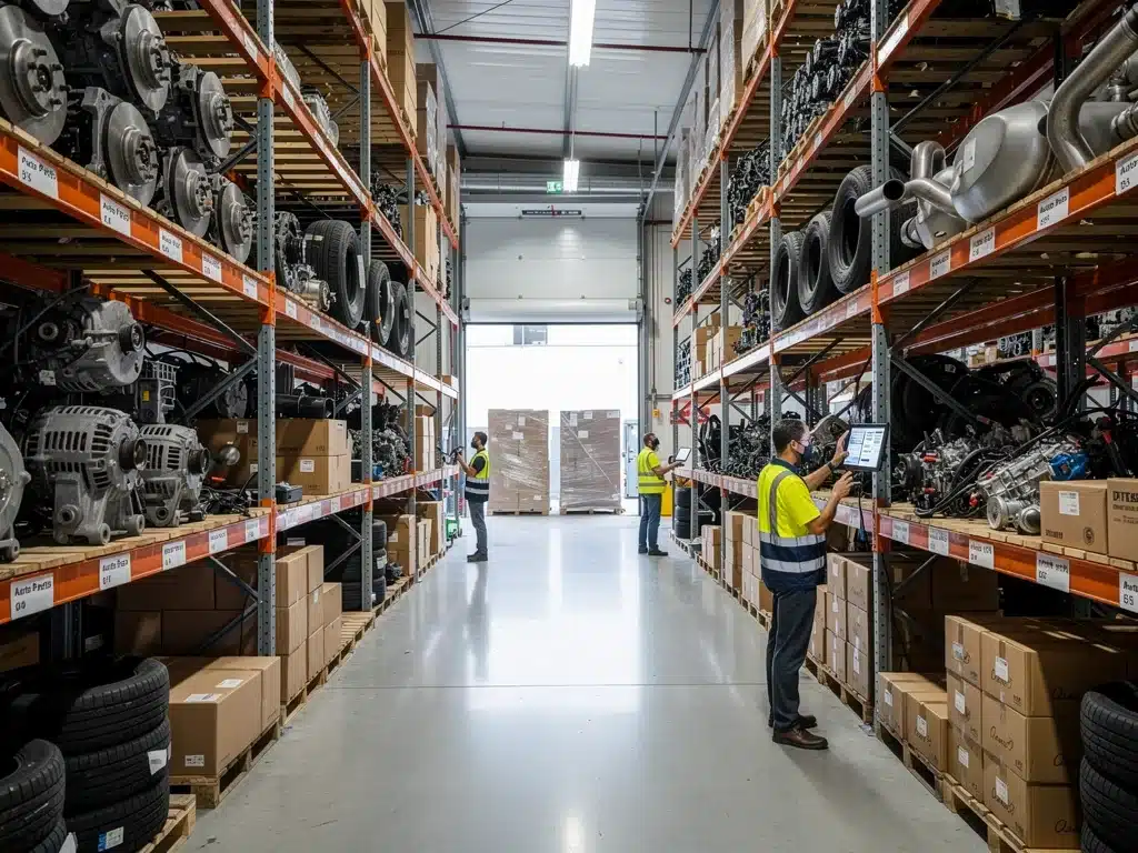 Organized auto parts warehouse for efficient distribution