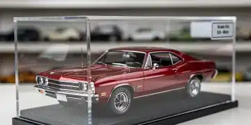 Pristine graded vintage American muscle scale model car in protective case