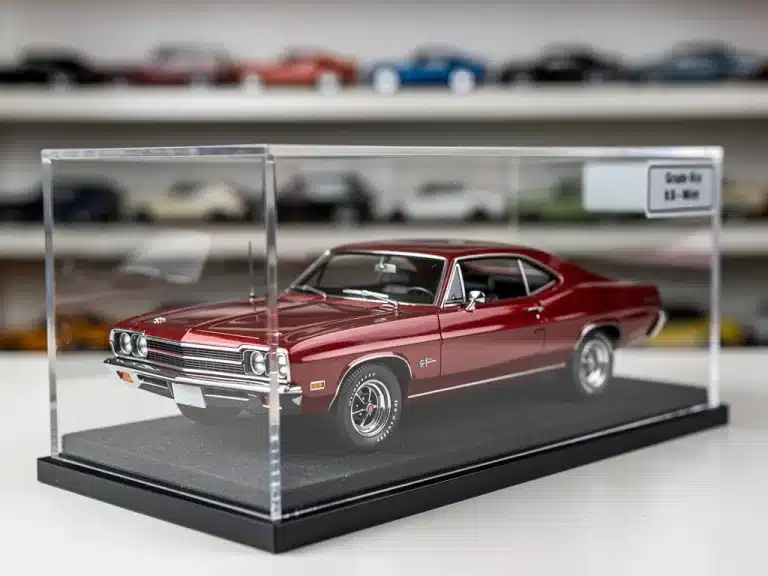 Pristine graded vintage American muscle scale model car in protective case