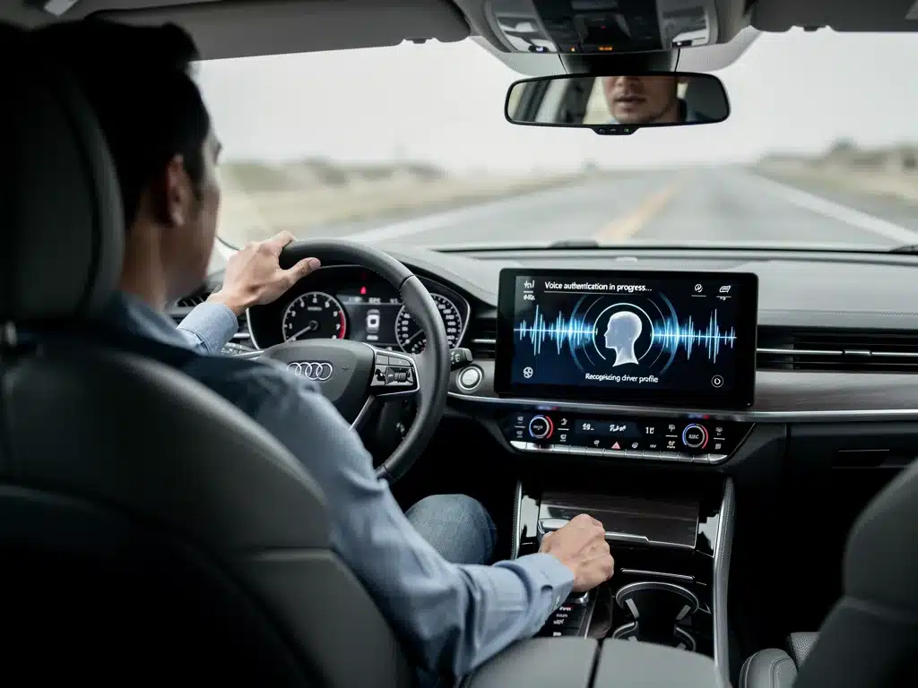 In-car voice authentication system recognizing driver's voice for personalized settings