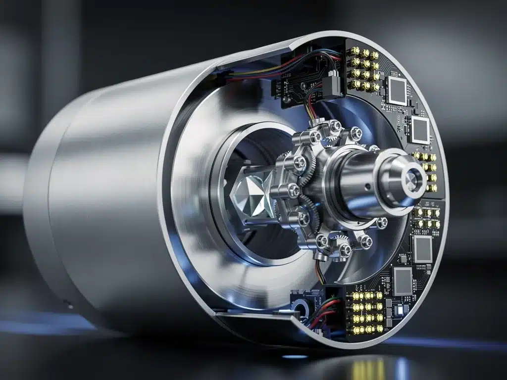 Detailed internal view of a compact spinning Lidar sensor unit