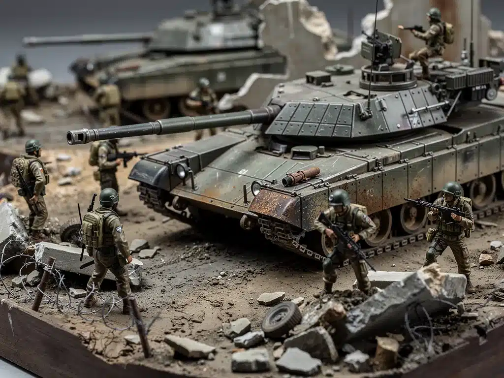 Realistic military scale models diorama