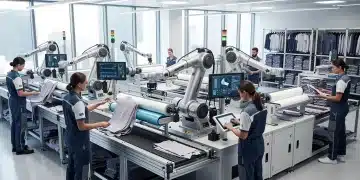 Modern apparel micro-factory with automated systems and human oversight in the US