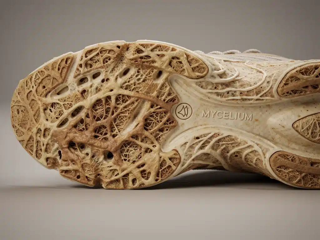 Mycelium-based shoe sole demonstrating organic texture and sustainable design.