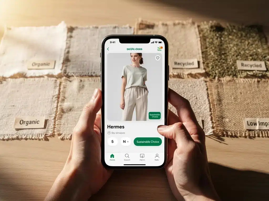 Personalized apparel recommendations on a smartphone with sustainable fabrics