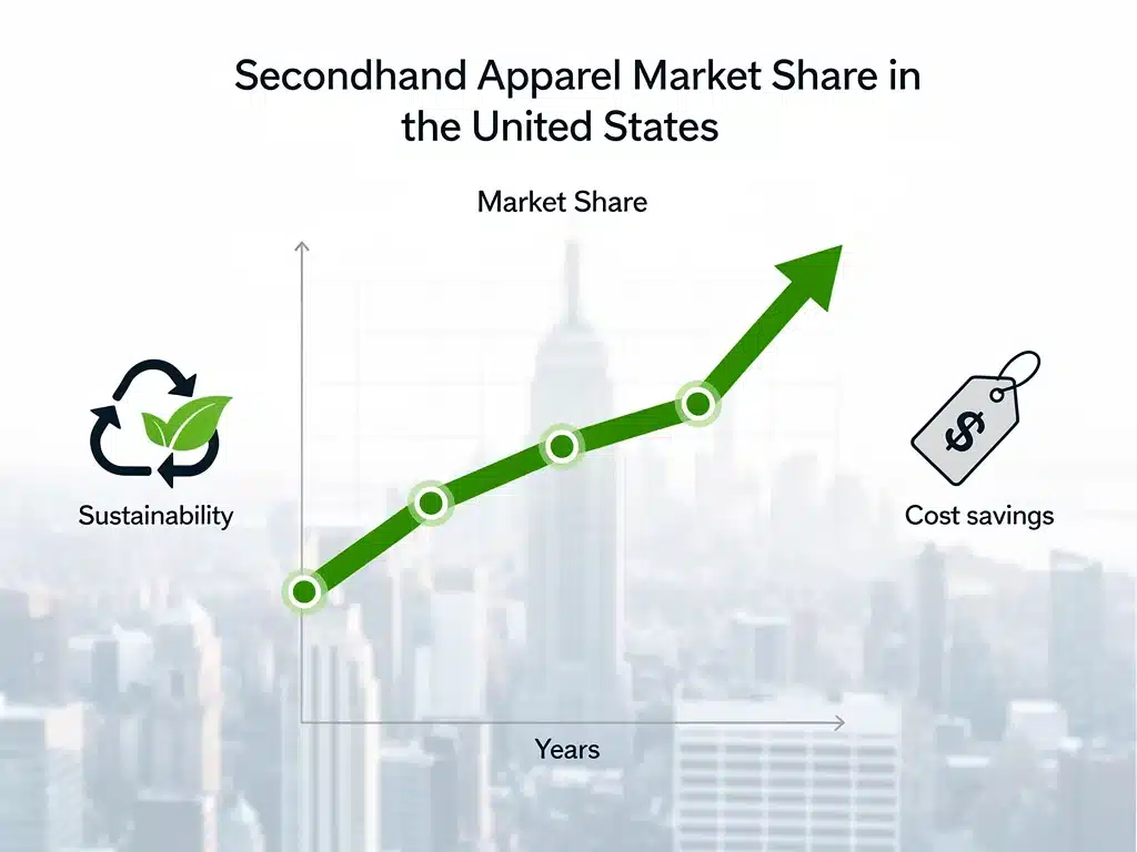 Infographic detailing growth of secondhand fashion market in the US