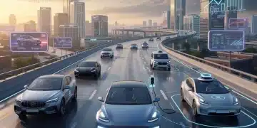 Dynamic visual representing the United States automotive market's 7% growth in Q1 2026, featuring diverse vehicle types and optimistic economic indicators.