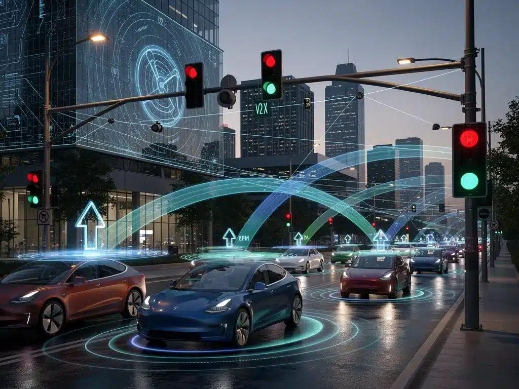 Vehicle-to-everything communication network in smart city, V2X ADAS